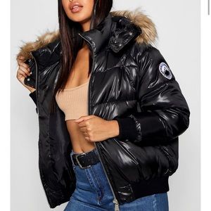 boohoo black puffer